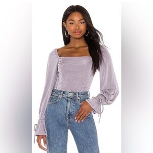 Free People Intimately Ruched Square Neck Bodysuit Lavender M